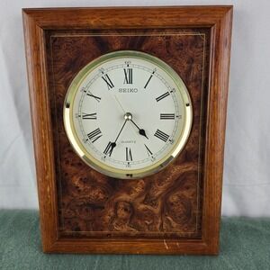 Vintage Seiko Wooden Wall Clock Model QXA117BLH 9" x 12" Works Great - S